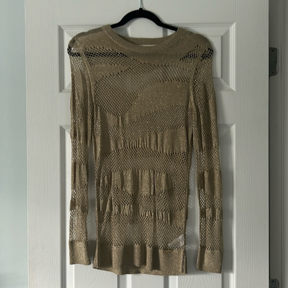 Michael Kors Gold Mesh Sweater XS